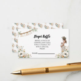 Rustic Floral Baby Shower Diaper Raffle   Tilläggskort