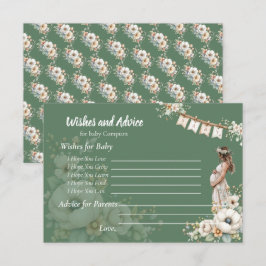 Rustic Floral Baby Shower Wishes and Advice Tilläggskort