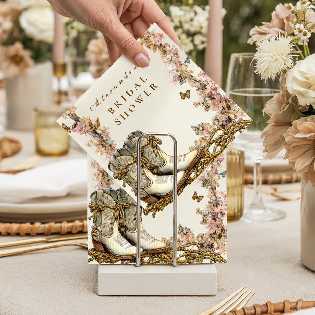 Rustic Floral Boots Bridal Shower Pappersservett (Skapare uppladdad)