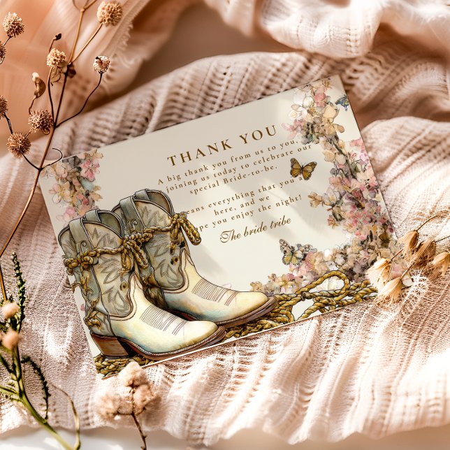 Rustic Floral Boots Bridal Shower Tack Kort (Skapare uppladdad)