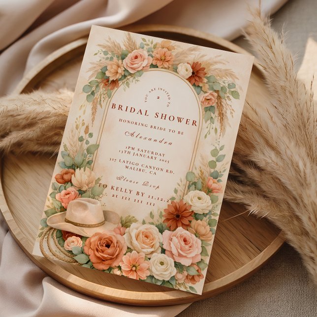 Rustic Floral Boots Western Bridal Shower Inbjudningar (Skapare uppladdad)