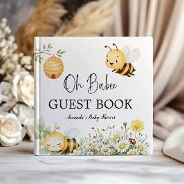 Rustic Floral Daisy Oh Babee Honey Bee Baby Shower Gästböcker