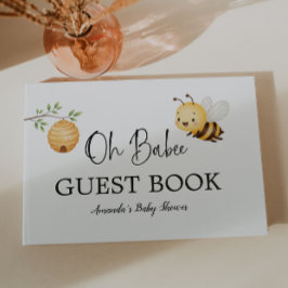 Rustic Floral Daisy Oh Babee Honey Bee Baby Shower Gästböcker
