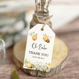 Rustic Floral Daisy Oh Babee Honey Bee Baby Shower Presentetikett