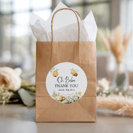 Rustic Floral Daisy Oh Babee Honey Bee Baby Shower Runt Klistermärke