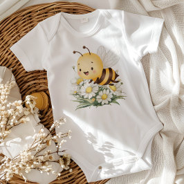 Rustic Floral Daisy Oh Babee Honey Bee Baby Shower T Shirt