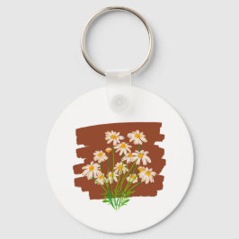 Rustic floral design on brown background nyckelring