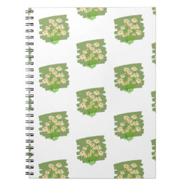 Rustic Floral Design on Green Background Anteckningsbok