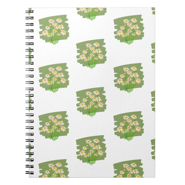 Rustic Floral Design on Green Background Anteckningsbok (Framsidan)
