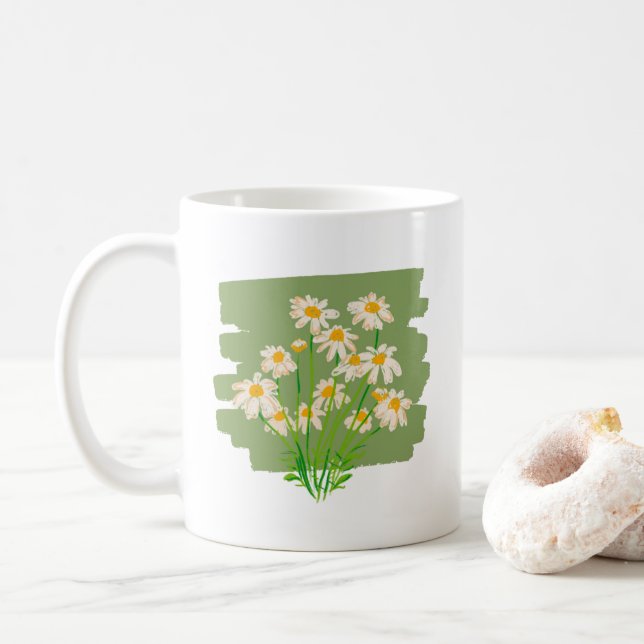 Rustic Floral Design on Green Background Kaffemugg (Med munk)