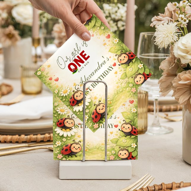 Rustic Floral Lady Bug 1st Birthday Pappersservett (Skapare uppladdad)