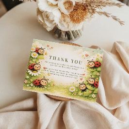 Rustic Floral Lady Bug 1st Birthday Tack Kort