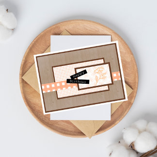 Rustic Floral Light Orange Birthday Kort