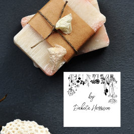 Rustic Floral Modern Script Custom Name Signature Stämpel