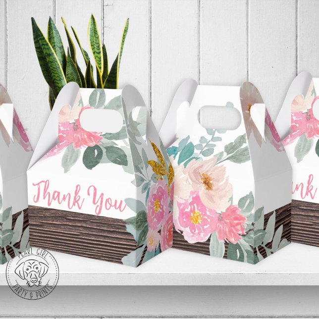 Rustic Floral Party Favor Gable Box Presentaskar (Skapare uppladdad)