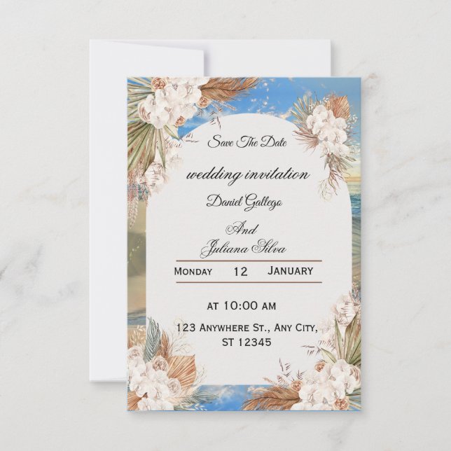 Rustic Floral Sky Wedding Invitation Inbjudningar (Framsida)