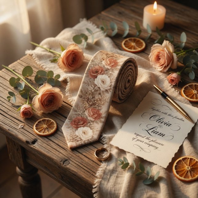 Rustic Floral Terracotta Wild Rose Wedding Slips (Skapare uppladdad)