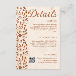 Rustic Floral Wedding Details QR code Tilläggskort