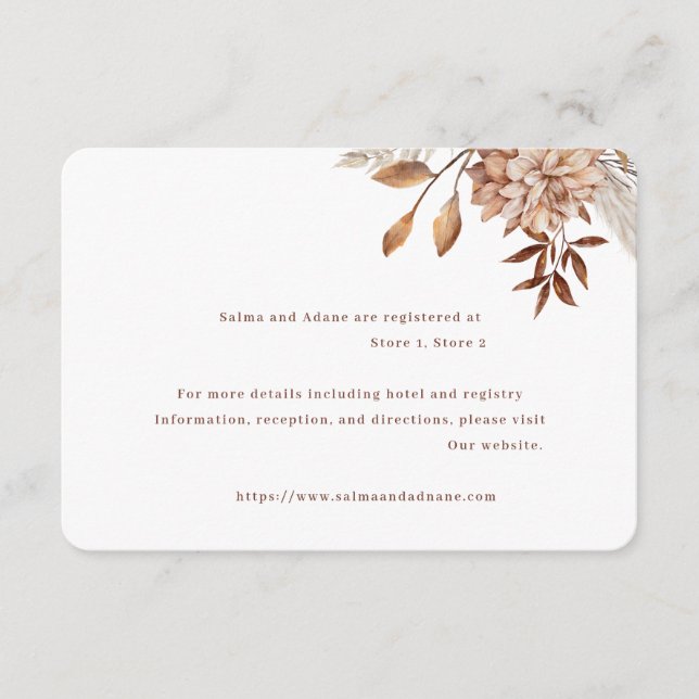 Rustic Floral Wedding Enclosure Card – Earthy Eleg Tilläggskort (Framsida)