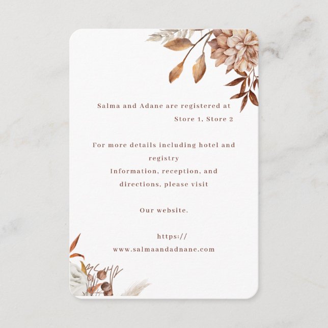 Rustic Floral Wedding Enclosure Card – Earthy Eleg Tilläggskort (Framsida)