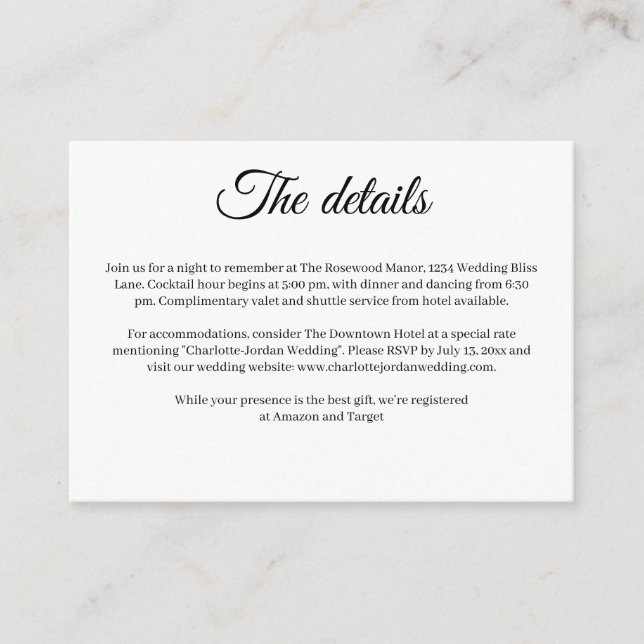 Rustic Floral Wedding Enclosure Card Tilläggskort (Framsida)