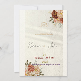 Rustic Floral Wedding Invitation | Elegant Boho St Inbjudningar