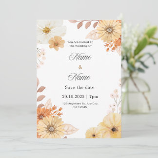 Rustic floral wedding invitation  inbjudningar