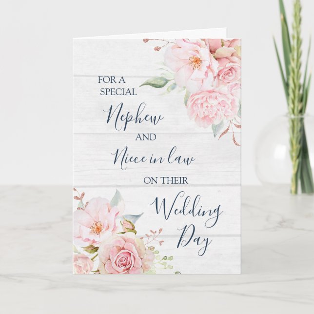 Rustic Floral Wedding Nephew Niece in Law Card Tack Kort (Framsida)