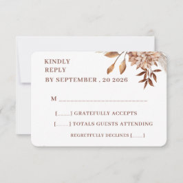 Rustic Floral Wedding RSVP Card – Earthy Elegance OSA Kort