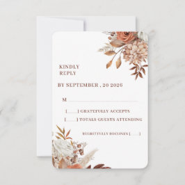 Rustic Floral Wedding RSVP Card – Earthy Elegance OSA Kort