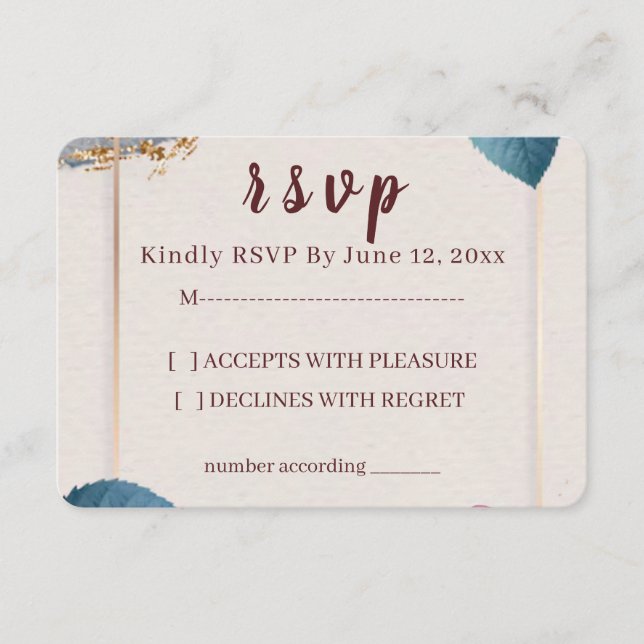 Rustic Floral Wedding RSVP Card OSA Kort (Framsida)