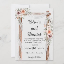 Rustic Floral Wood Arch Wedding Invitation Inbjudningar