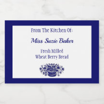 Rustic Flower Basket Blue White Editable