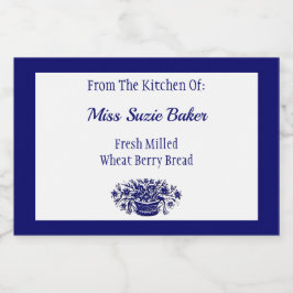 Rustic Flower Basket Blue White Editable Mat Etiketter