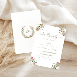 Rustic Flower Bloom Bohemian Wedding RSVP Cards Tilläggskort