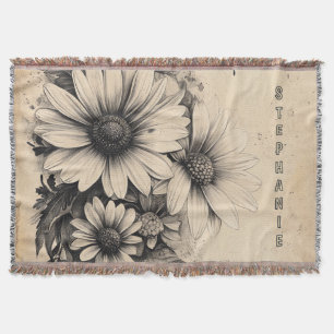 Rustic Flowers and Butterfly - Åldras Papper (11) Filt
