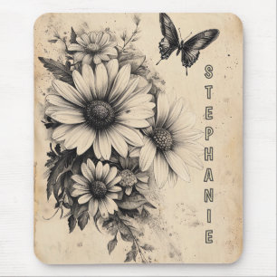 Rustic Flowers and Butterfly - Åldras Papper (11) Musmatta
