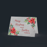 Rustic Flowers Brother God jul Kort<br><div class="desc">God jul för broderkort i rustiskt trä mönster och vattenfärgade blommor och löv.</div>