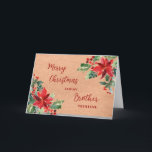 Rustic Flowers Brother God jul Kort<br><div class="desc">God jul för broderkort i vintage pappra mönster och vattenfärgade blommor och löv.</div>