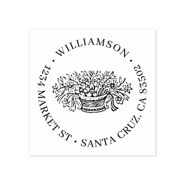 Rustic Flowers Family Namn Returadress Stämpel (Tryck)