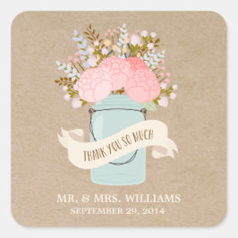 Rustic Flowers | Favoritstämplar Fyrkantigt Klistermärke