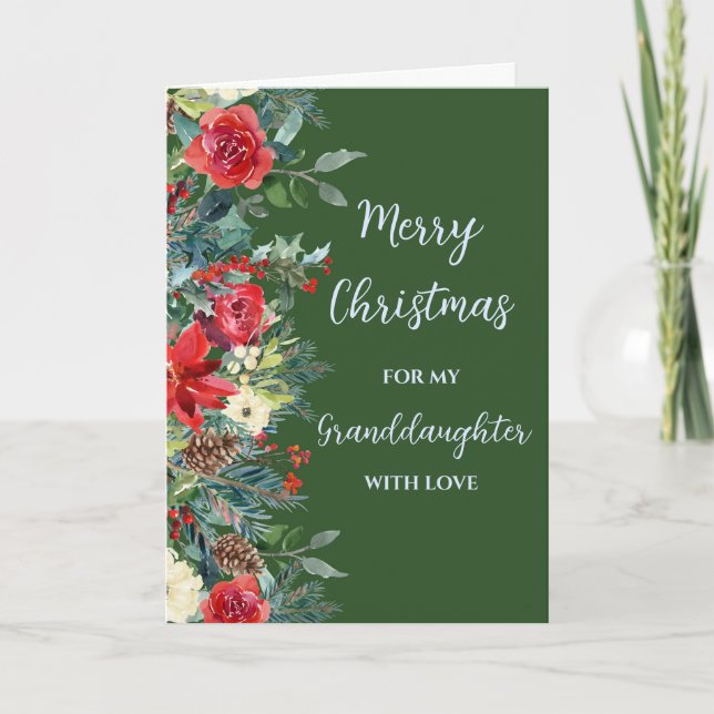 Rustic Flowers Granddotter God jul Kort (Framsida)