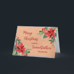 Rustic Flowers Grandfather God jul Kort<br><div class="desc">God jul för farfartkort i pappra mönster i vintage och vattenfärgade blommor och löv.</div>
