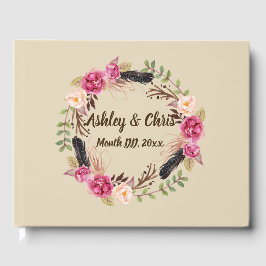 Rustic Flowers Guest Bok Boho Blommigt Guest Bok