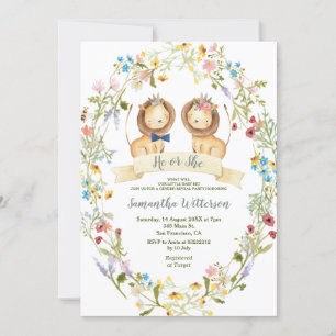 Rustic Flowers Han eller hon Lejona Gender Reveal Inbjudningar