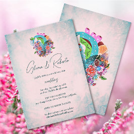 Rustic Flowers Heart Mexican Bröllop Inbjudningar