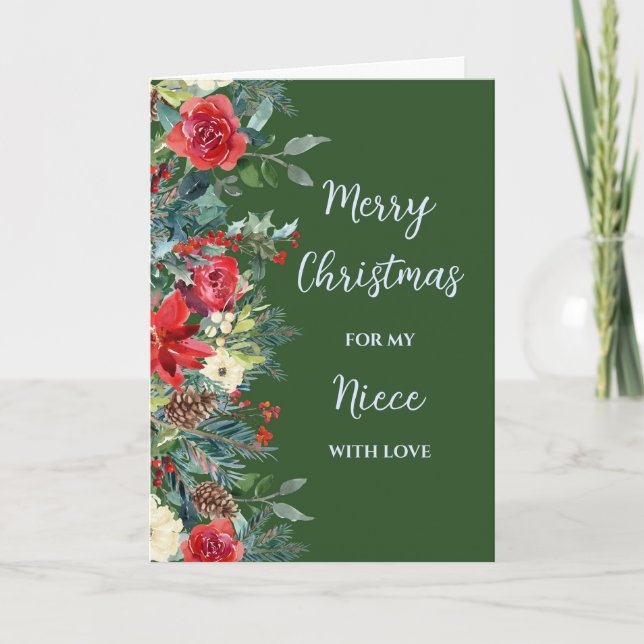 Rustic Flowers Niece God jul Kort (Framsida)
