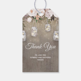 Rustic Flowers och Mason Burk Ljus Bröllop Presentetikett