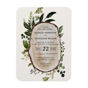 Rustic Foliage Farmhouse Wedding-inbjudan Magnet