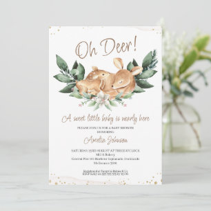 Rustic Foliage Hjort Fawn Baby Shower Inbjudningar